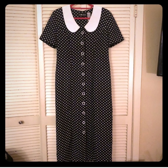 Sag Harbor Dresses & Skirts - {Sag Harbor VTG} Short sleeve b/w polka dot dress